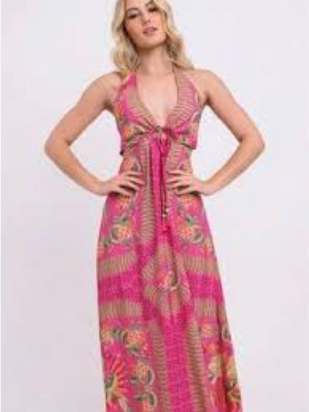 FARM Rio Leaves Pink Maxi Dress Xs